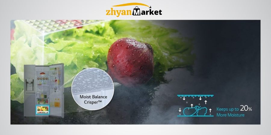 یخچال ساید الجی مدل J337 مجهز به کشوی مخصوص میوه و سبزیجات zhyanmarket.com
